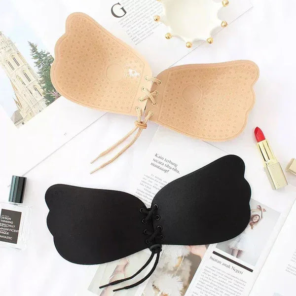 FawaQa Butterfly Strapless Bra | Silicon Self Sticky Invisible Bra with Drawstring for Women