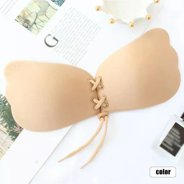 FawaQa Butterfly Strapless Bra | Silicon Self Sticky Invisible Bra with Drawstring for Women