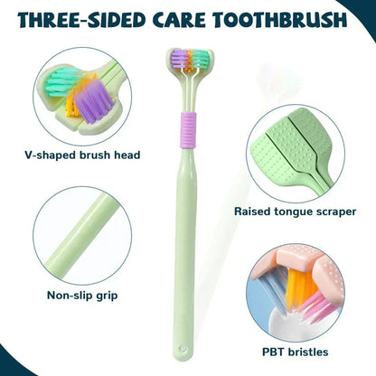 FawaQa | 3-Sided Modern Toothbrush (Random Color)