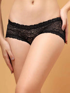 FawaQa | Floral Lace Net Cotton Mid-Waist Hipster Panties