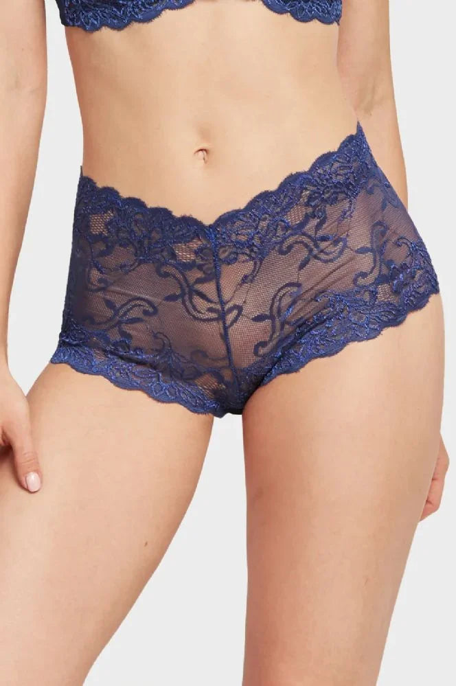FawaQa | Floral Lace Net Cotton Mid-Waist Hipster Panties