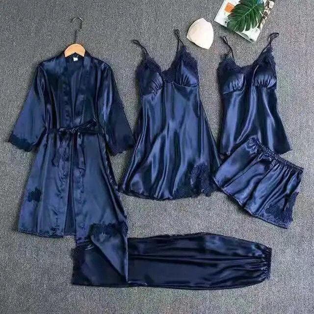FawaQa | 5 Piece Royal Bridal Silk Night Gown set