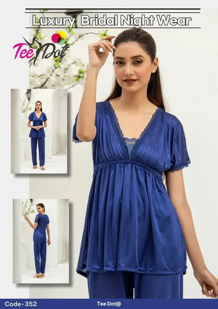 FawaQa Women Bridal Nighty Set | 2 Peice Silk Set Sleepwear For Women