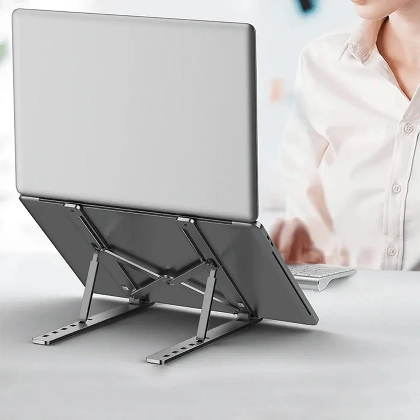 FawaQa | Folding Adjustable Aluminum Laptop Stand | With Free Pouch