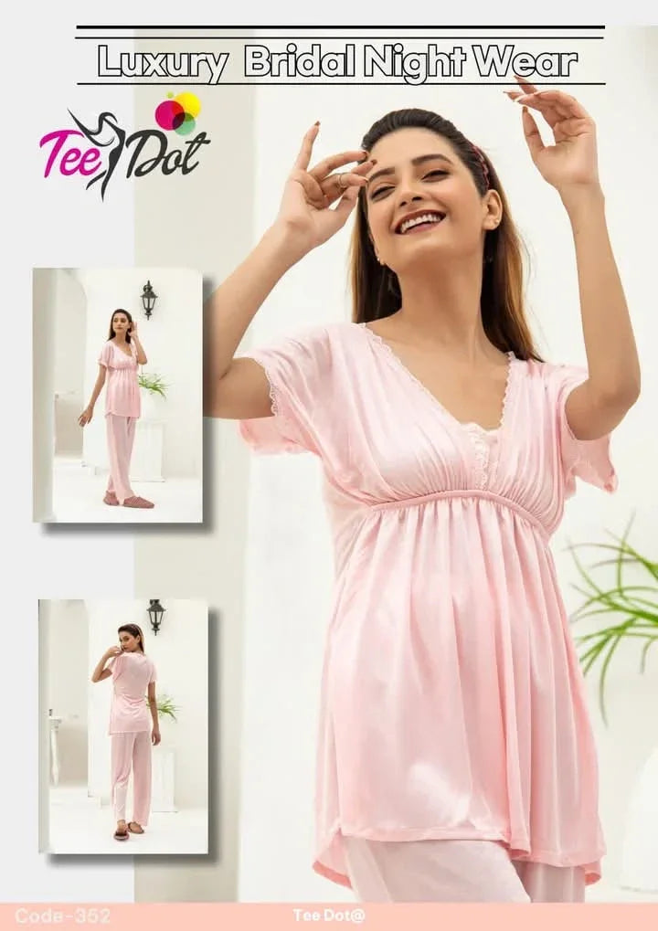 FawaQa Women Bridal Nighty Set | 2 Peice Silk Set Sleepwear For Women