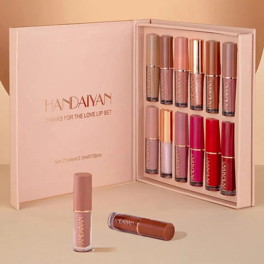 FawaQa | Super Glossy 12-Piece Lip Set | Vibrant Colors and Smooth Finish