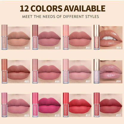 FawaQa | Super Glossy 12-Piece Lip Set | Vibrant Colors and Smooth Finish