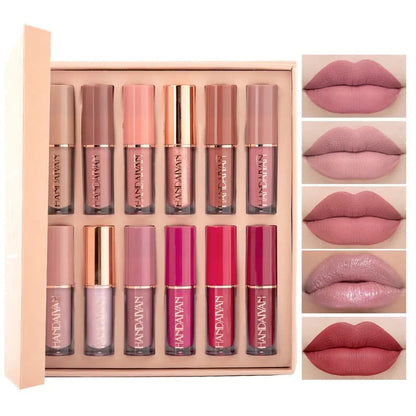 FawaQa | Super Glossy 12-Piece Lip Set | Vibrant Colors and Smooth Finish