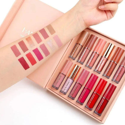 FawaQa | Super Glossy 12-Piece Lip Set | Vibrant Colors and Smooth Finish