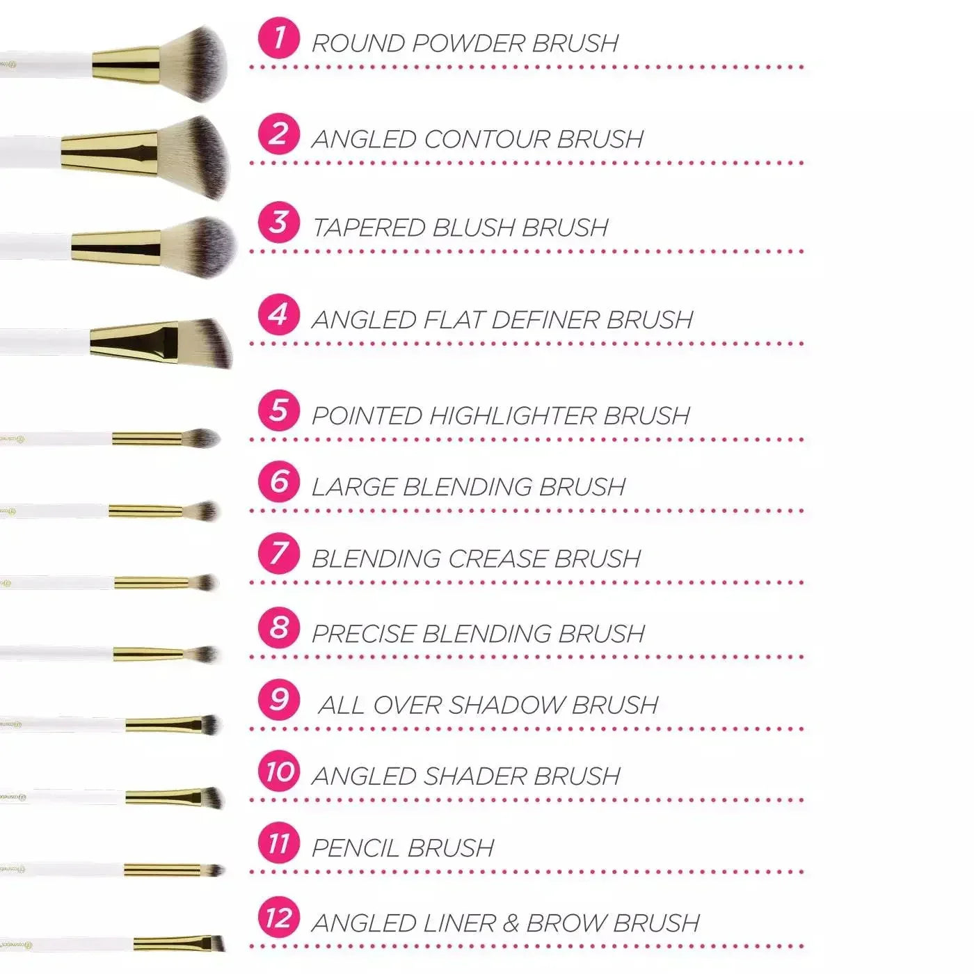 FawaQa | BH Cosmetics | Pink Studded Elegance 12 Piece Brush Set with a Brush Stand