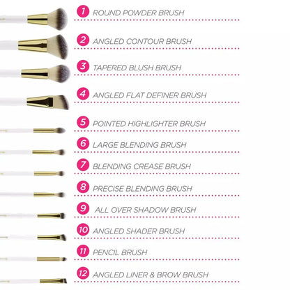 FawaQa | BH Cosmetics | Pink Studded Elegance 12 Piece Brush Set with a Brush Stand