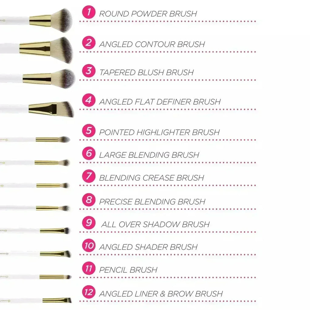 FawaQa Couture 12 Piece Brush Set - Branded Cosmetics - Studded Box - FawaQa