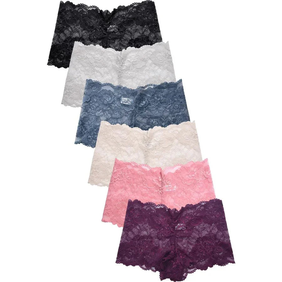 FawaQa | Floral Lace Net Cotton Mid-Waist Hipster Panties