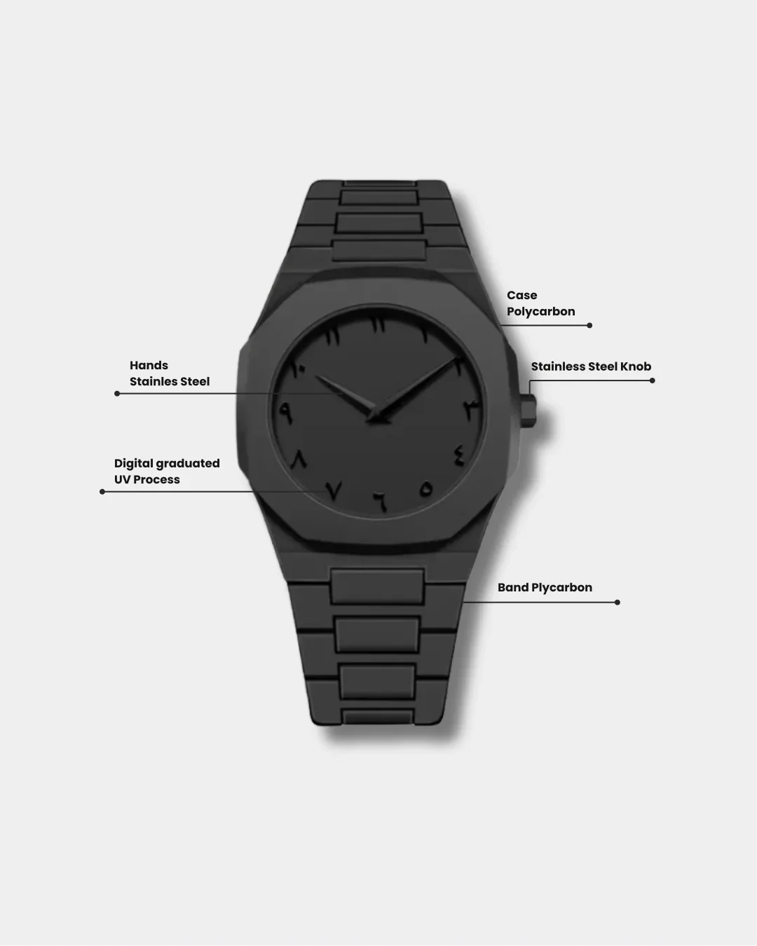 FawaQa | Black Arabic Aura Premium Wristwatch